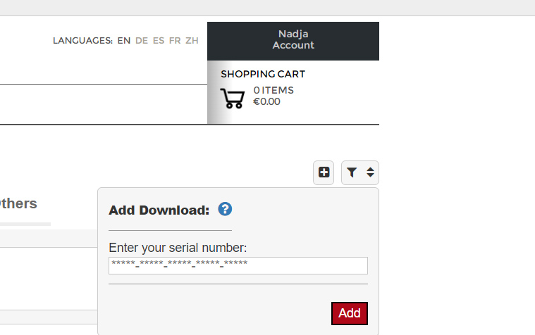 Enter serial number (= product key)